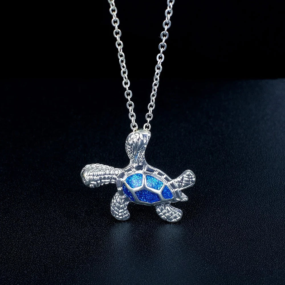 Collier Opale Bleu Tortue De Mer