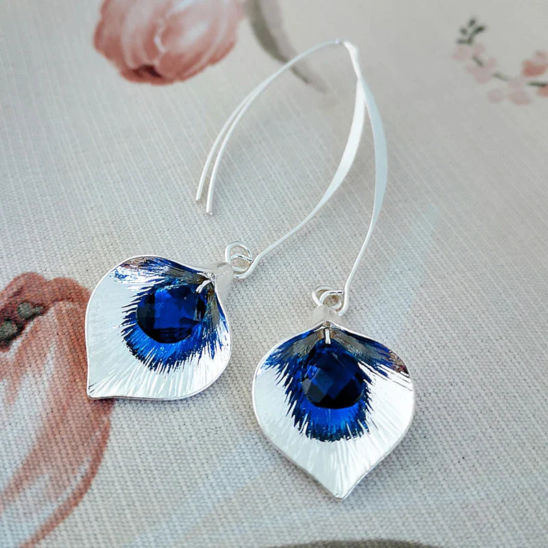 Boucles d'oreilles en Argent avec Pierres Bleues