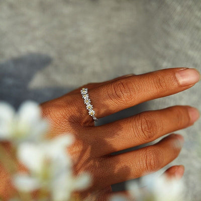 Bague Ajustable Marguerites en Argent 925 et émail peint à la main