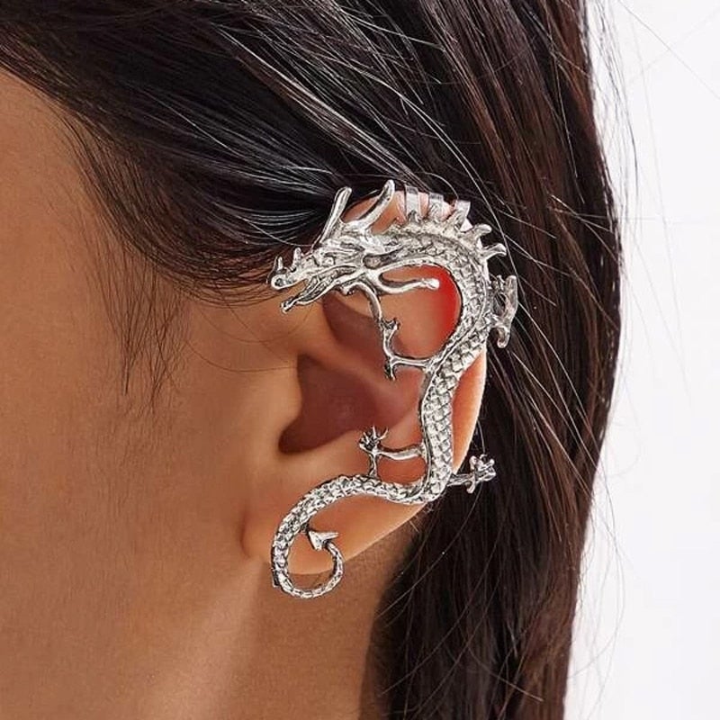 Boucles d'oreilles dragon en argent