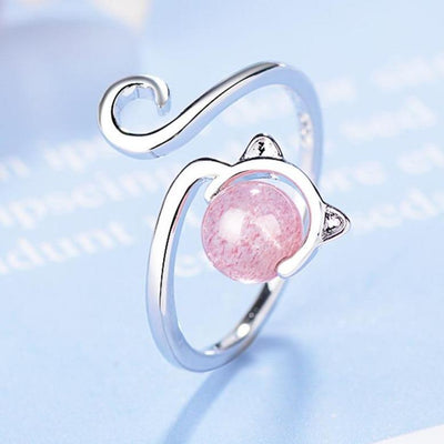 Bague de Chaton Rose en Argent Sterling 925 et Agate