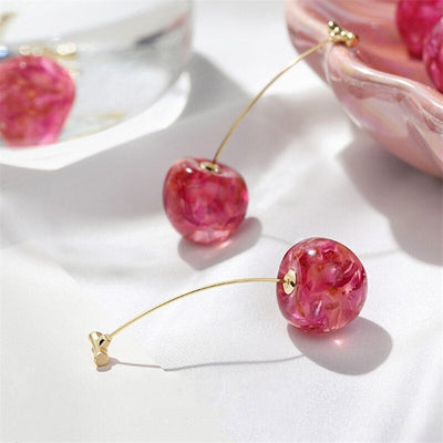 Boucles d'Oreilles de Luxe Cerise Rose