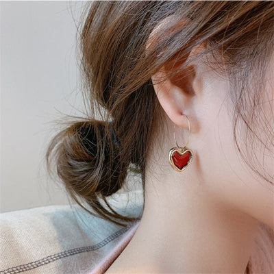 Boucles d'Oreilles Coeurs Rouges