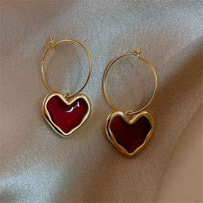 Boucles d'Oreilles Coeurs Rouges