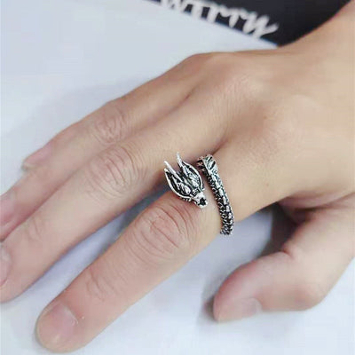 Bague Dragon en Argent 925 Ajustable