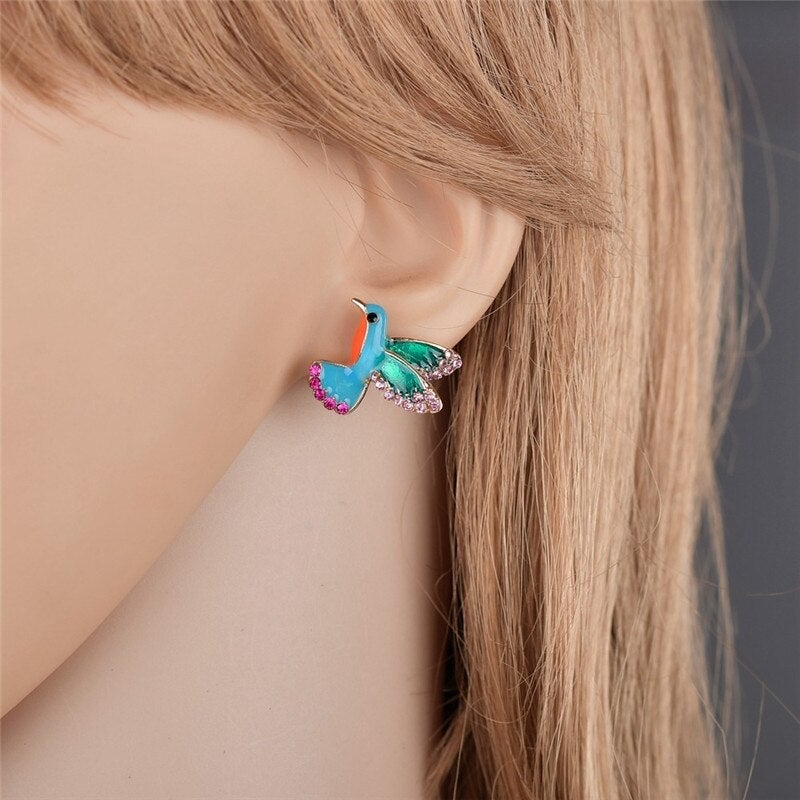 Boucles D'Oreilles Colibri Cristal