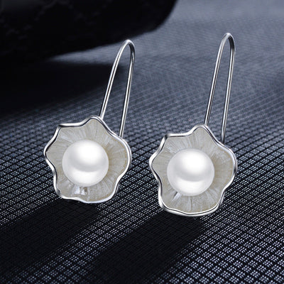 Boucles d'oreilles Fleur de Perle en Argent