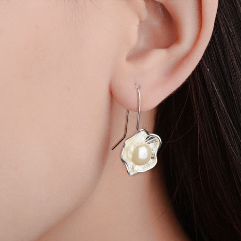 Boucles d'oreilles Fleur de Perle en Argent