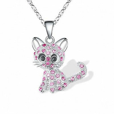 Collier de Bébés Chatons et Zircons Colorés en Argent