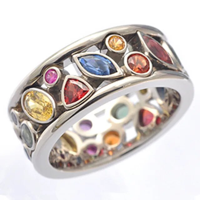 Bague Vintage en Argent avec Zirconium Coloré