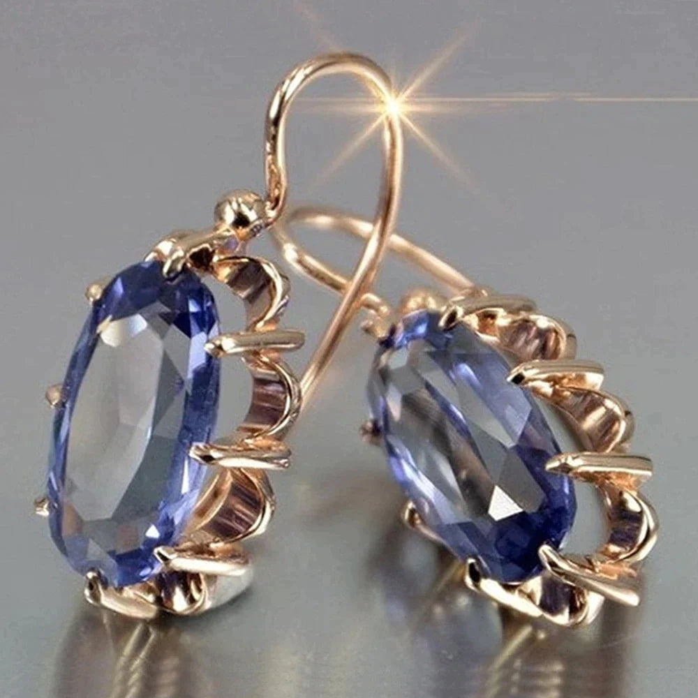 Boucles d'Oreilles en Or avec Zircon Ovale