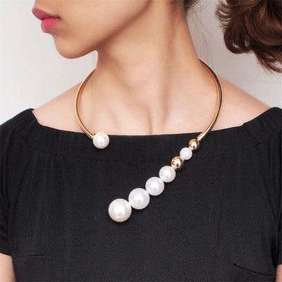 Collier de Perles Épaisses en Or et Argent