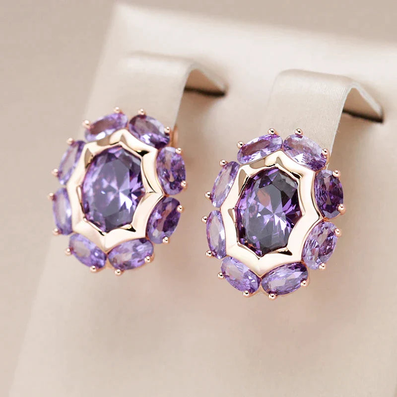 Boucles d'oreilles Élégantes en Cristal Violet