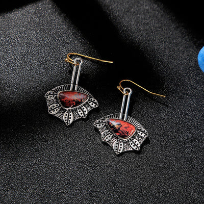 Boucles d'oreilles Irrégulières en Argent avec Pierres Rouges
