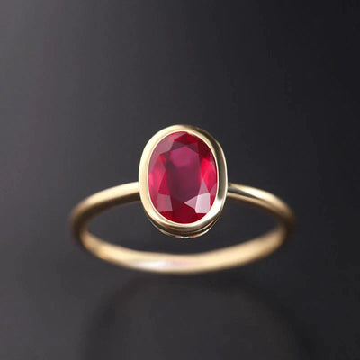 Bague en Cristal Rouge en Or