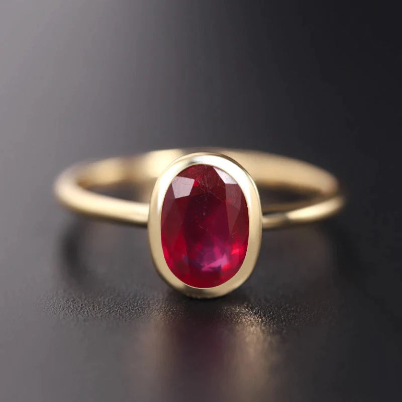 Bague en Cristal Rouge en Or