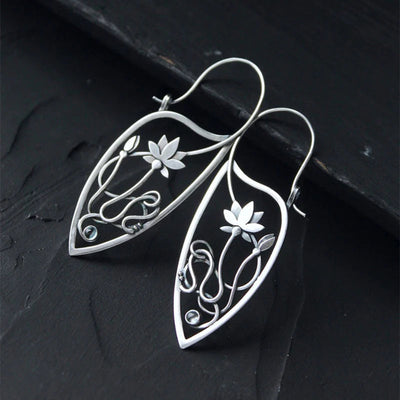 Boucles d'Oreilles Fleur de Lotus en Argent Sterling