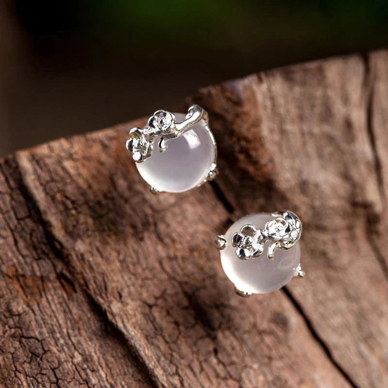 Boucles d'oreilles en Cristal de Lune Argenté