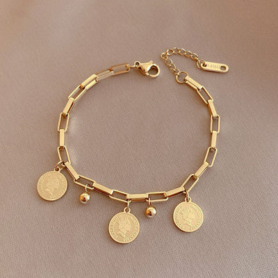 Bracelet Ajustable avec Pièces de Monnaie en Or