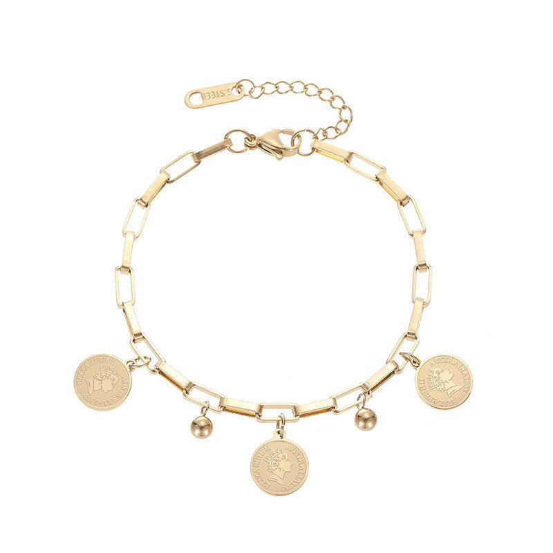 Bracelet Ajustable avec Pièces de Monnaie en Or