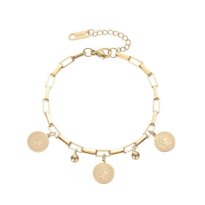 Bracelet Ajustable avec Pièces de Monnaie en Or