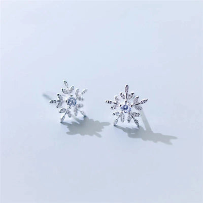 Boucles d'Oreilles Flocon de Neige en Argent