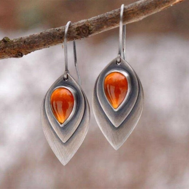 Boucles d'oreilles Vintage en Pierre Orange