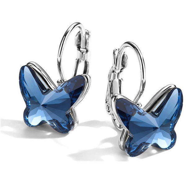Boucles d'oreilles Papillon Vintage en Cristal Bleu