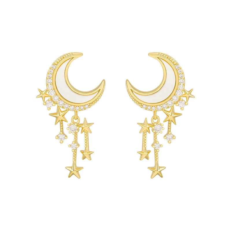 Boucles d'Oreilles de Luxe en Forme de Lune