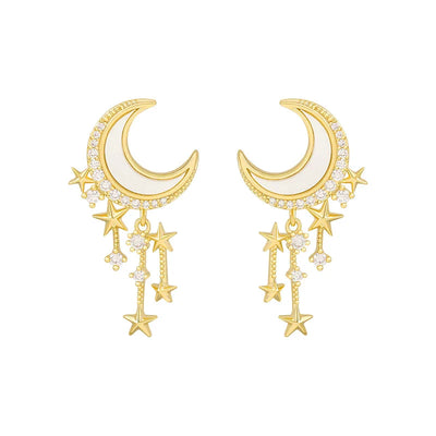 Boucles d'Oreilles de Luxe en Forme de Lune