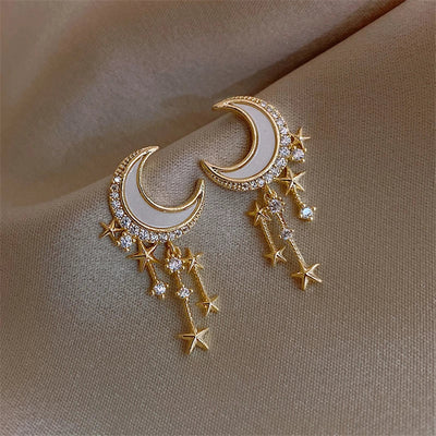 Boucles d'Oreilles de Luxe en Forme de Lune