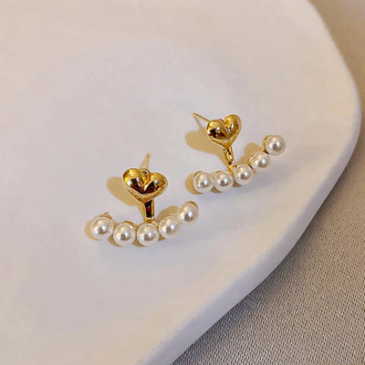Boucles d'Oreilles Cœur d'Or avec Perles