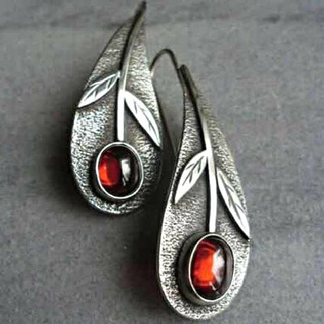 Boucles d'oreilles Vintage en Cristal Rouge