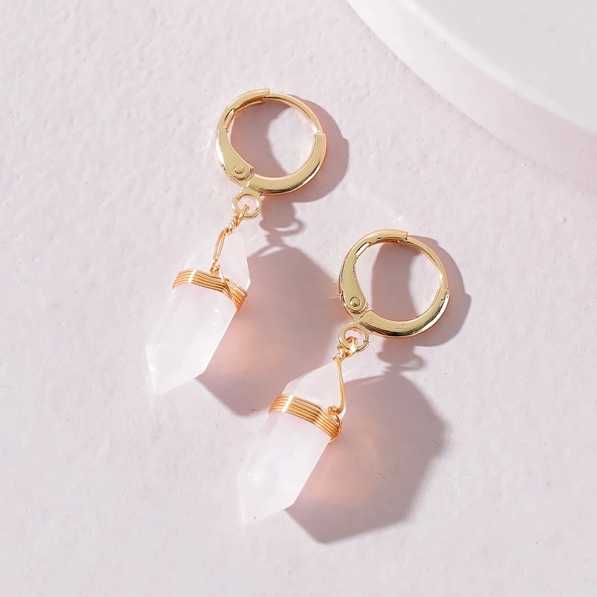 Boucles d'oreilles en Quartz en Or