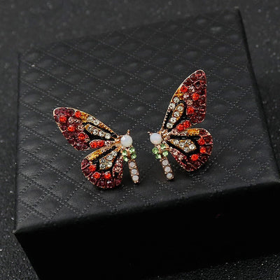 Boucles d'Oreilles Papillon Coloré en Or