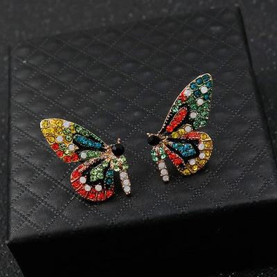 Boucles d'Oreilles Papillon Coloré en Or