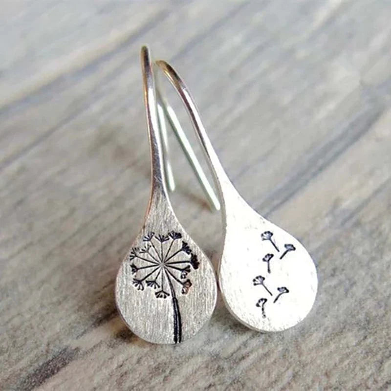 Boucles d'Oreilles Feuille de Pissenlit en Argent 925