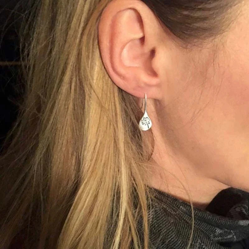 Boucles d'Oreilles Feuille de Pissenlit en Argent 925