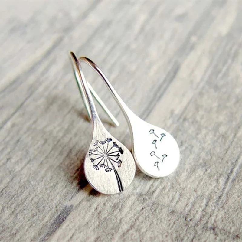 Boucles d'Oreilles Feuille de Pissenlit en Argent 925