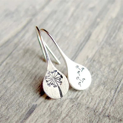 Boucles d'Oreilles Feuille de Pissenlit en Argent 925