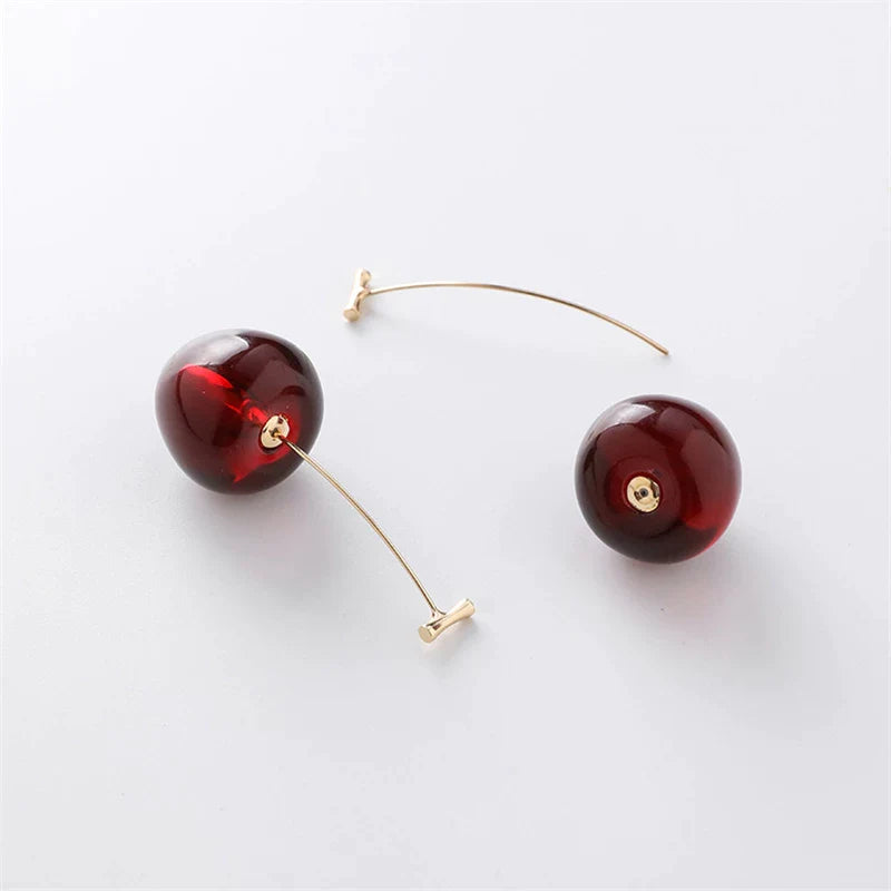 Boucles d'Oreilles de Luxe Cerise Rouge