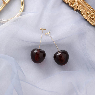 Boucles d'Oreilles de Luxe Cerise Rouge