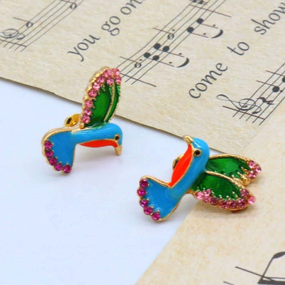 Boucles D'Oreilles Colibri Cristal