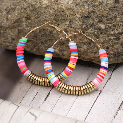 Boucles d'oreilles Boho avec Pierres de Couleur