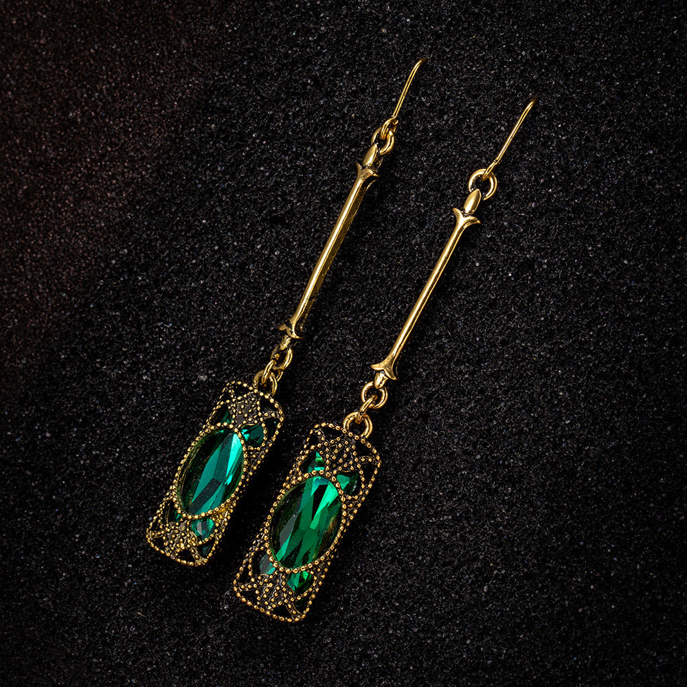 Boucles d'oreilles Lanterne Verte en Or