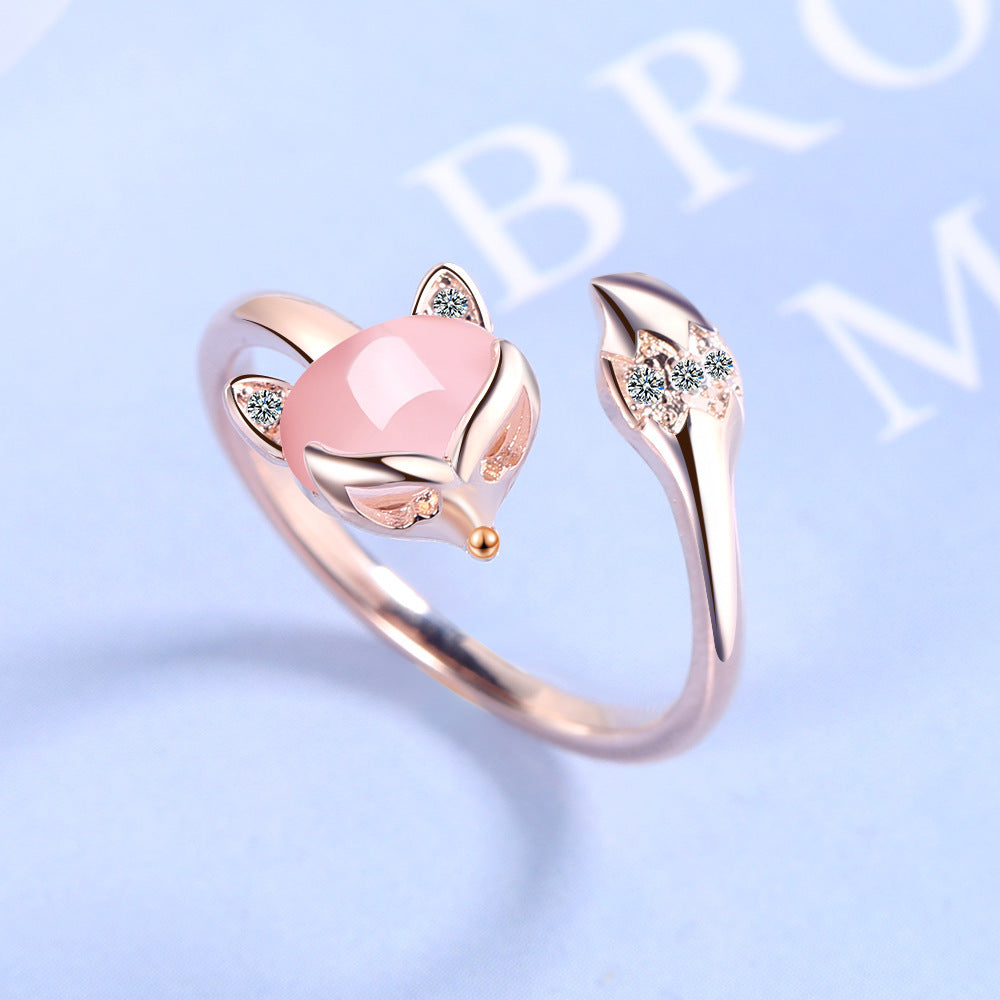 Bague Réglable Renard Rose en Or