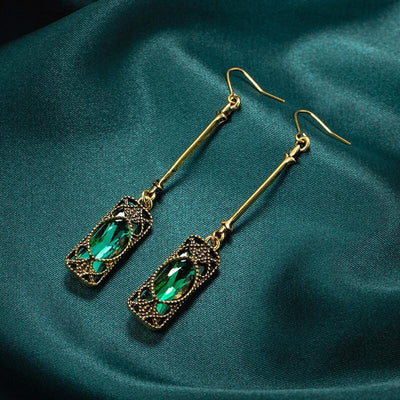 Boucles d'oreilles Lanterne Verte en Or