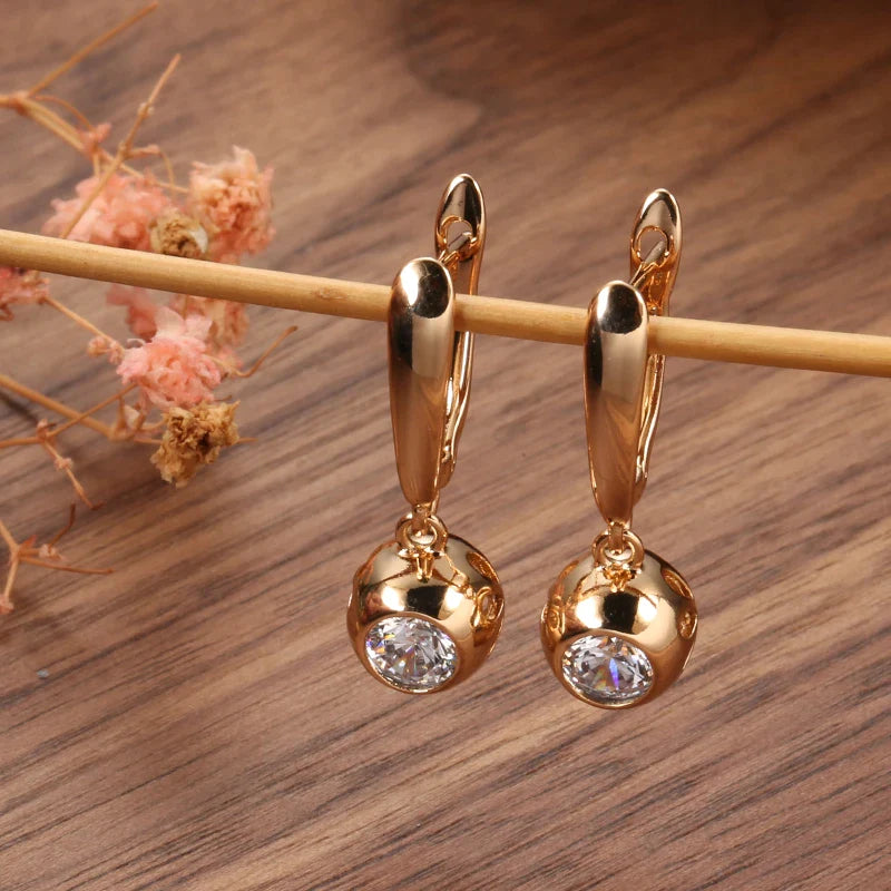 Boucles d'oreilles Elégantes en Zircon Rond Naturel