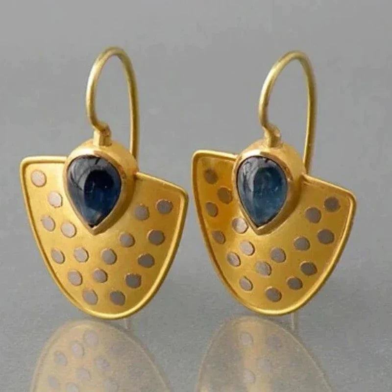 Boucles d'oreilles vintage en or avec cristal bleu