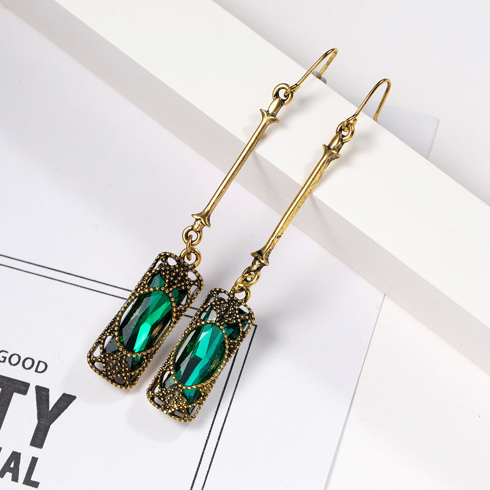 Boucles d'oreilles Lanterne Verte en Or